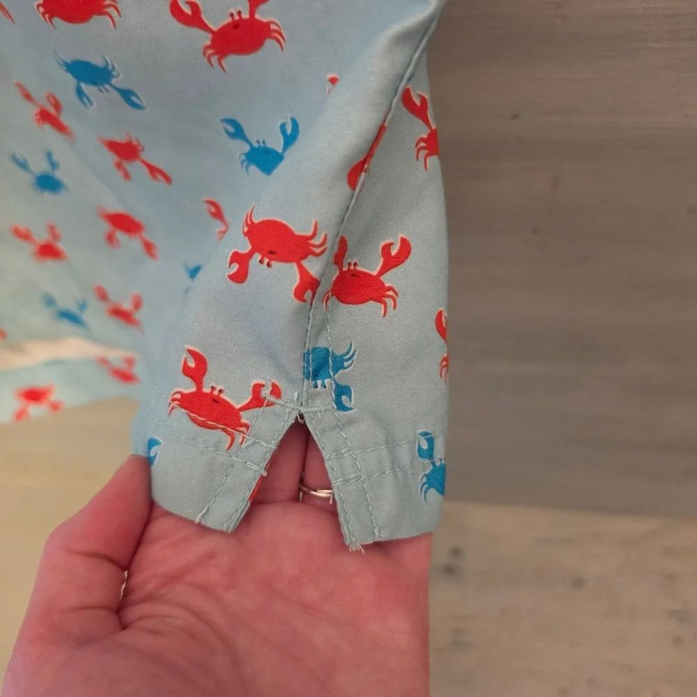 Land's End Men's Light Blue Multicolor Crab Print Swim Trunks Size XXL(44-46) GC